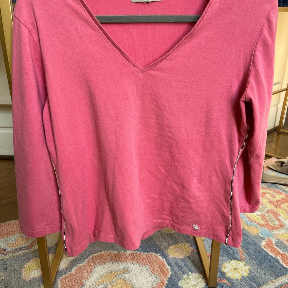 Burberry 3/4 sleeve deep pink T-shirt